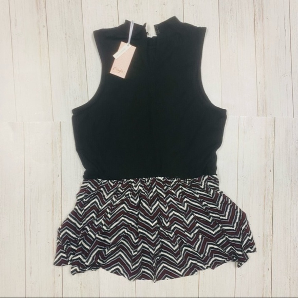 CANDIES CANDIES, Woman’s Black Casual Mix Peplum Tank Top size L, NWT - Picture 3 of 7